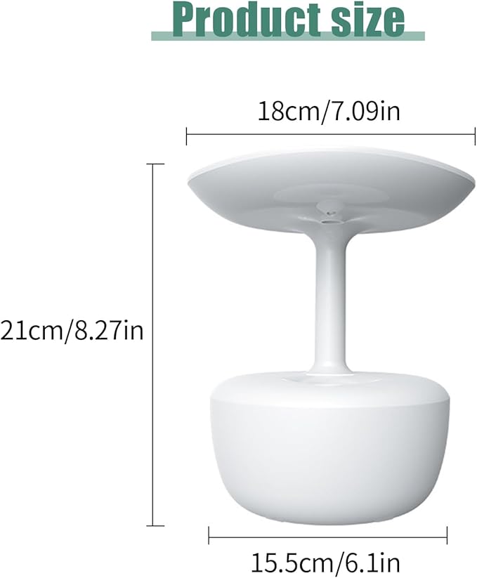Crystalberry Anti Gravity Cool Mist Humidifier, Hovering Water Droplet Backflow Humidifier, 36db Quiet Air Humidifier with Night Light, Auto Shutdown Power-off Protection, 23.67oz, WHITE