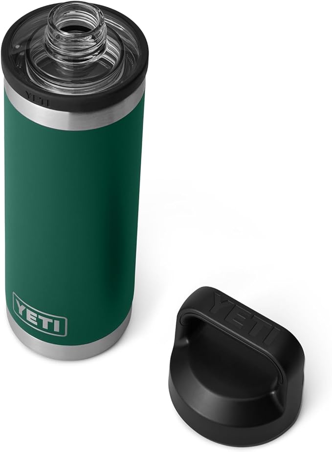 YETI Rambler 18 oz Bottle, Vacuum Insulated, Leakproof, Stainless Steel with Chug Cap, Black Forest Green