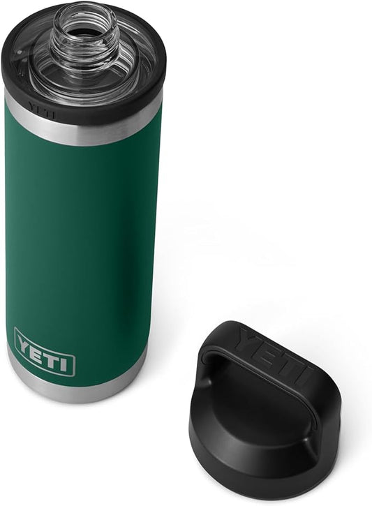 YETI Rambler 18 oz Bottle, Vacuum Insulated, Leakproof, Stainless Steel with Chug Cap, Black Forest Green