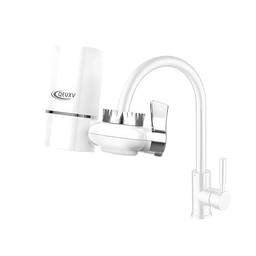 Water Filter for Sink Faucet with Universal Adapter, Removes 99% of Lead, 800 Gal Tap Water Filter System for Kitchen Sink, Reduce Chlorine, 1 Washable Durable Ceramic Filter