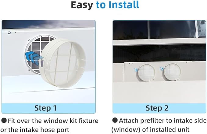 Washable Hose Pre-Filter for Portable Air Conditioner, 5’’ Diamiter 2 Pack White