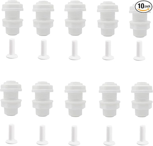10 Pack 1/4" Bulkhead Connector Include 10 end Plug -Push to Connect Fitting for RO Reverse Osmosis Systems, 1/4" OD Tube, Water Filter & Plumbing Quick Connect Adapter