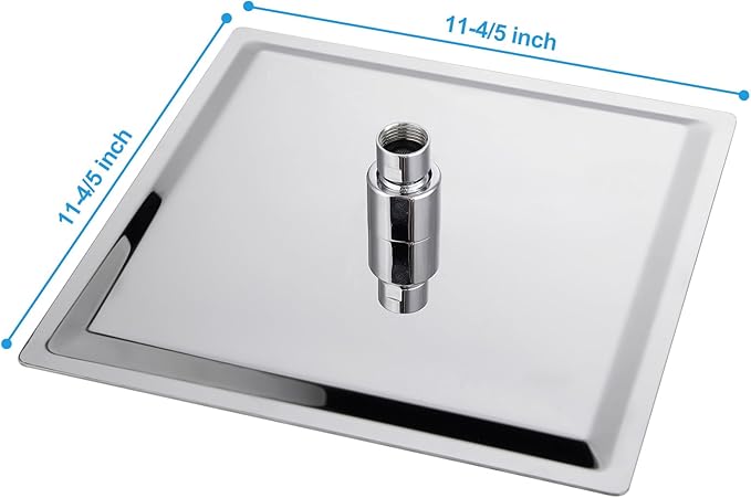 Lordear 12 Inch Square Shower Head Polish Chrome Solid Ultra Thin 304 Stainless Steel Rain Setting Shower Heads,Waterfall Full Body Coverage with 144 Silicone Nozzles