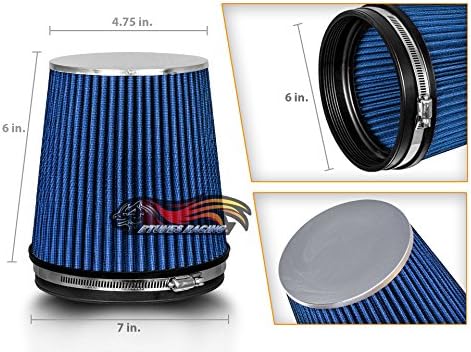 BLUE 6" 152 mm Inlet Short Truck Cold Air Cone Replacement Performance Washable Clamp-On Dry Air Filter (6" Tall)