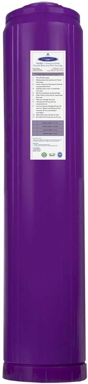 Crystal Quest SMART + Aluminum Oxide Water Filter Cartridge – Reduces Fluoride & Chlorine – 1-Micron Filtration for Clean, Great-Tasting Water – Long-Lasting Performance 4-5/8” x 20”