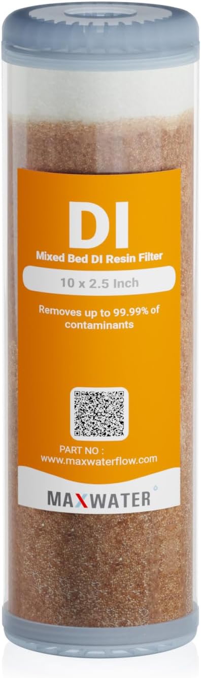 Refillable Mixed Bed DI Resin Filter Cartridge Fits most wide style 3" openings standard 10" size WH Filter Housings and Systems