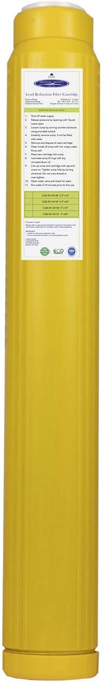 Crystal Quest Cation Resin Softener Filter – Reduces Hard Water, Prevents Scale Buildup, Helps Protects Plumbing & Appliances, Long-Lasting Performance, Easy Installation 2-7/8” x 20”