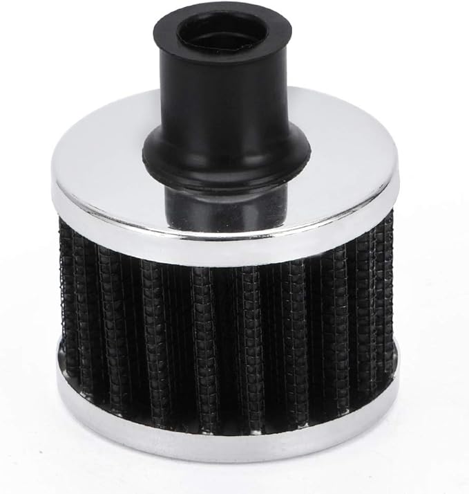 PTNHZ Universal 2 PCS 12mm Auto Cone Mini oil Air Intake Filter Crankcase Vent Valve Cover Breather Filter Flow Air Filters Black