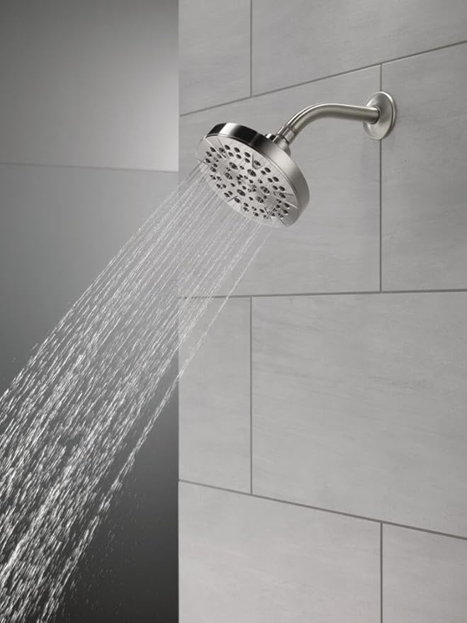 Delta 6-Setting Chrome Shower Head with High Pressure Spray, 6 Inch Round Shower Head, Showerheads, 1.75 GPM Flow Rate, Chrome 52535