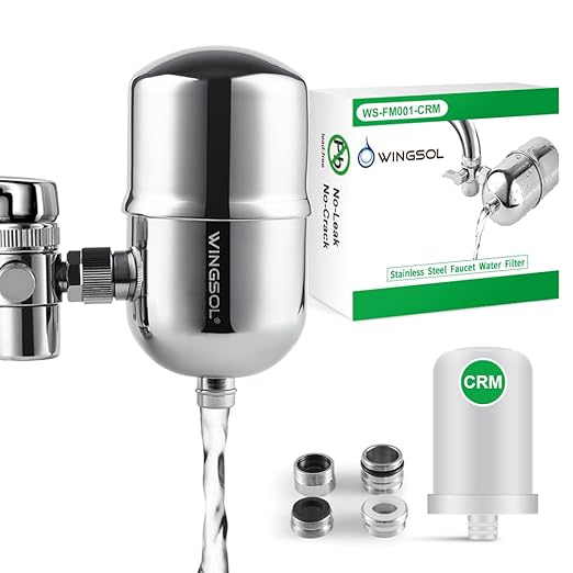 WINGSOL Faucet Filter Reusable Washable Filter Fit Well Water 304 Stainless Steel, Mainly Reduce Rust, Dirt, Sand and Partially Remove Odor Smell/Improve Taste, 250G 0.5µm Faucet Water Filter