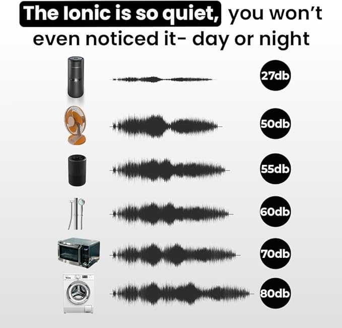 LabCharge Small Ionic Air Purifier for Home & Bedroom – Silent HEPA Filter – Covers 250 Sq Ft - Free Cleaner for Pets, Hair, Smoke, Dust, Odors & Dander – Compact & Black Design - Pack of 5