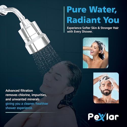Multi Stage Shower Head Filter for Hard Water, Shower Water Filter for Removing Chlorine and Fluoride, Hard Water Shower Filter Improves on Skin, Hair and Nails, Polished Chrome - 3 Spray Mode