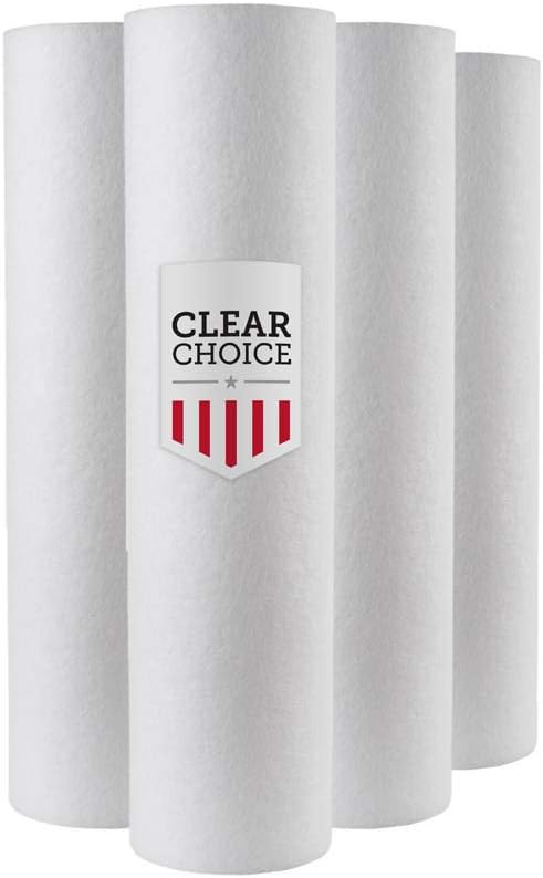 Clear Choice Sediment Water Filter 1 Micron 10 x 2.50" Water Filter Cartridge Replacement 10 inch RO System DEV9109-07, DEV9109-07, 155225-43 P1, 4-Pk
