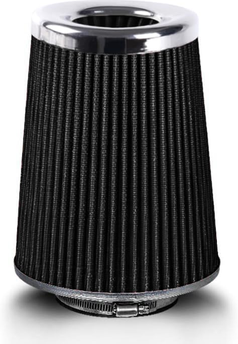 4-Inch Cold Air Intake Filter - Washable, High Performance, 3" or 3-1/2" or 4" Clamp-On Replacement Air Filter Black (8" Tall)