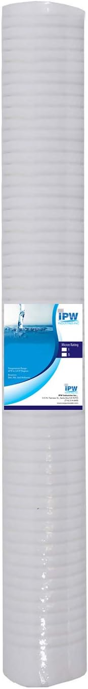 IPW Industries Inc. - 5-Micron Grooved Polypropylene Sediment Replacement Filter Compatible with Tankless Water Heaters & Whole-House Water Filtration