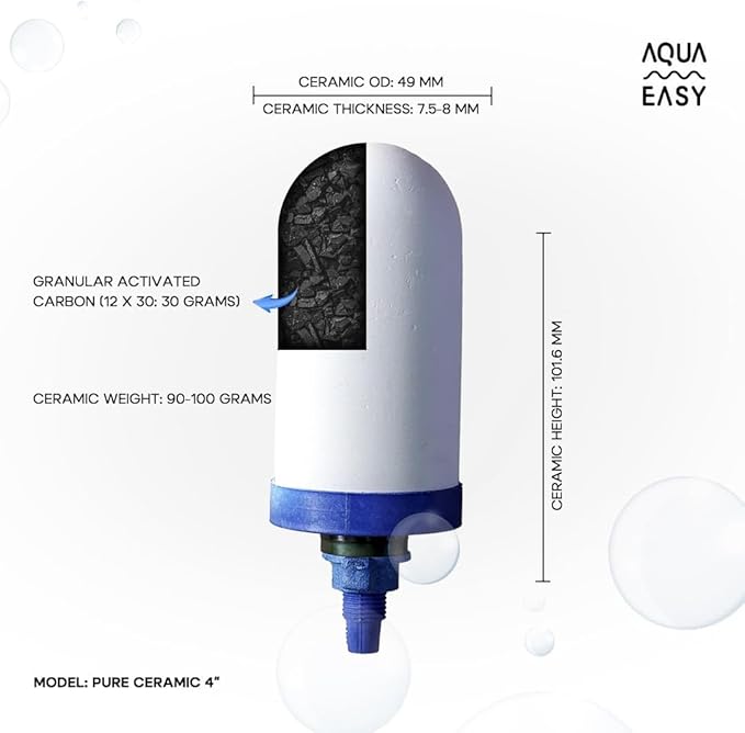 AquaEasy 4 Inch Ceramic Water Filter Candles (Pack of 2) Replacement Filter for Gravity water filtration system | Household Water Bucket Filtration System | Suits all major brands |