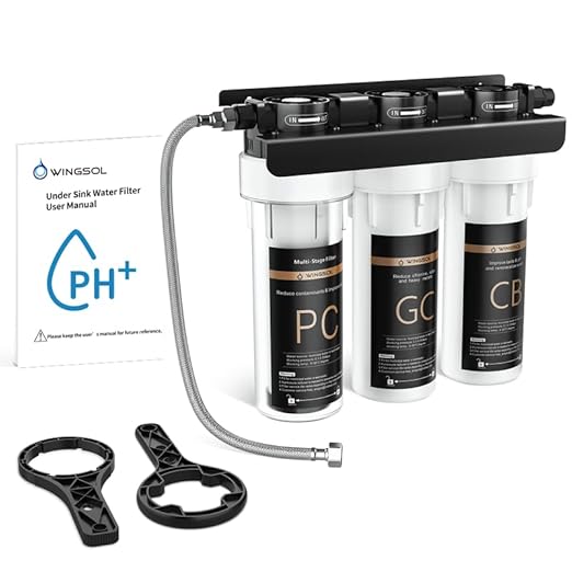 WINGSOL Under Sink Alkaline Water Filter, 10-Layer Water Filter System Reduces Heavy Metals, Chlorine, Sediment, Improves pH and Taste, Remineralization, NSF Certified Sink