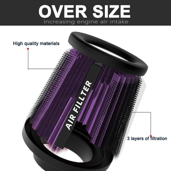 muge racing Universal 3 Inch 76mm Air Intake Filter Replacement Cone Air Filters Quality Dry Air Filter