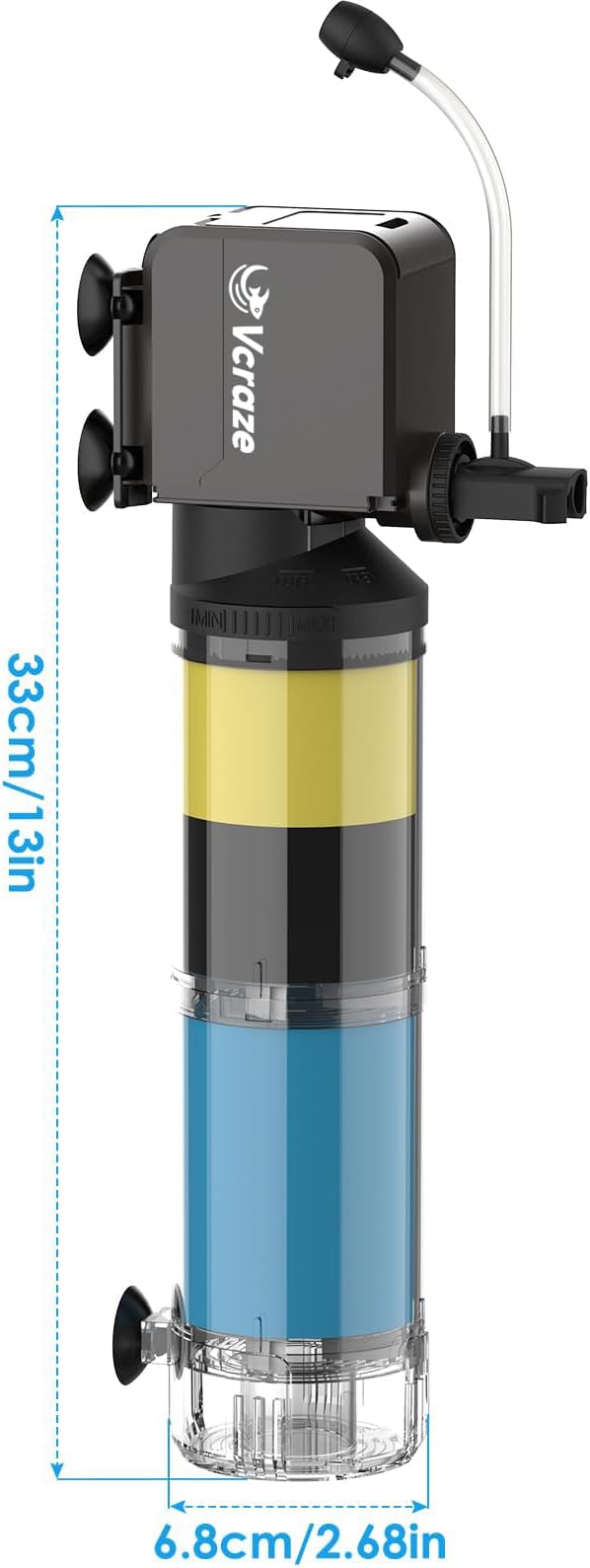 3-Stage Internal Aquarium Filter for Tanks 40-150 Gallon, Fish Tank Filter with Aeration/Rainfall Modes, Fish Filter Turtle Tank Filter with Adjustable Flow Rate