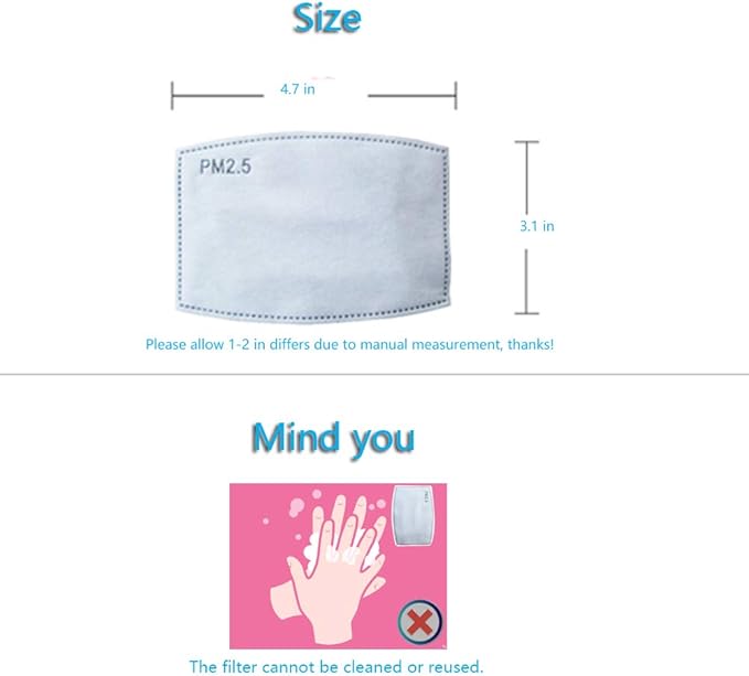 200 PCS PM2.5 Activated Carbon Face Mask Filter for Adults, Replaceable Mouth Respirator Filter to Anti Haze Dustproof Air Pollution Germ