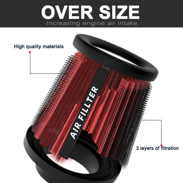 muge racing Universal 3 Inch 76mm Air Intake Filter Replacement Cone Air Filters Quality Dry Air Filter