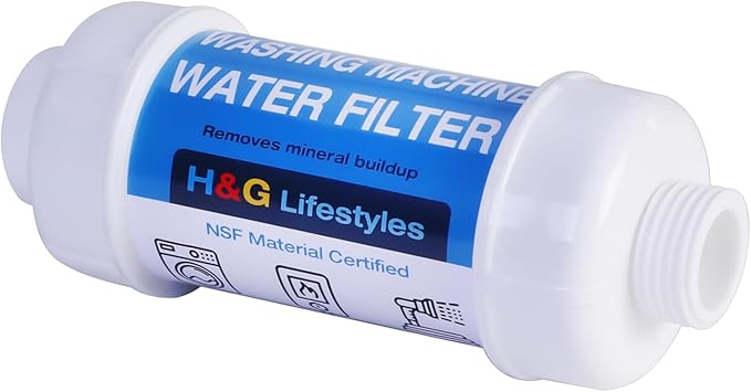 H&G Lifestyles Inline Water Filter for Washing Machine, Anti-Scale Garden Hose Filter,Reduce Water Hardness,with 3/4" GHT Prevents Scale Build Up,Descaler for Water Heater Patio Swamp Cooler 1Pack