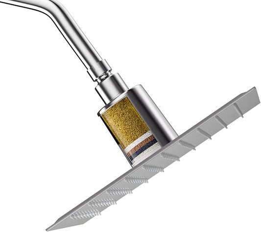 Lordear Filtered Shower Head 8 Inch Stainless Steel Square Shower Head, High Pressure Showerhead for Hard Water,Ceiling or Wall Mounted Waterfall Shower (Chrome)