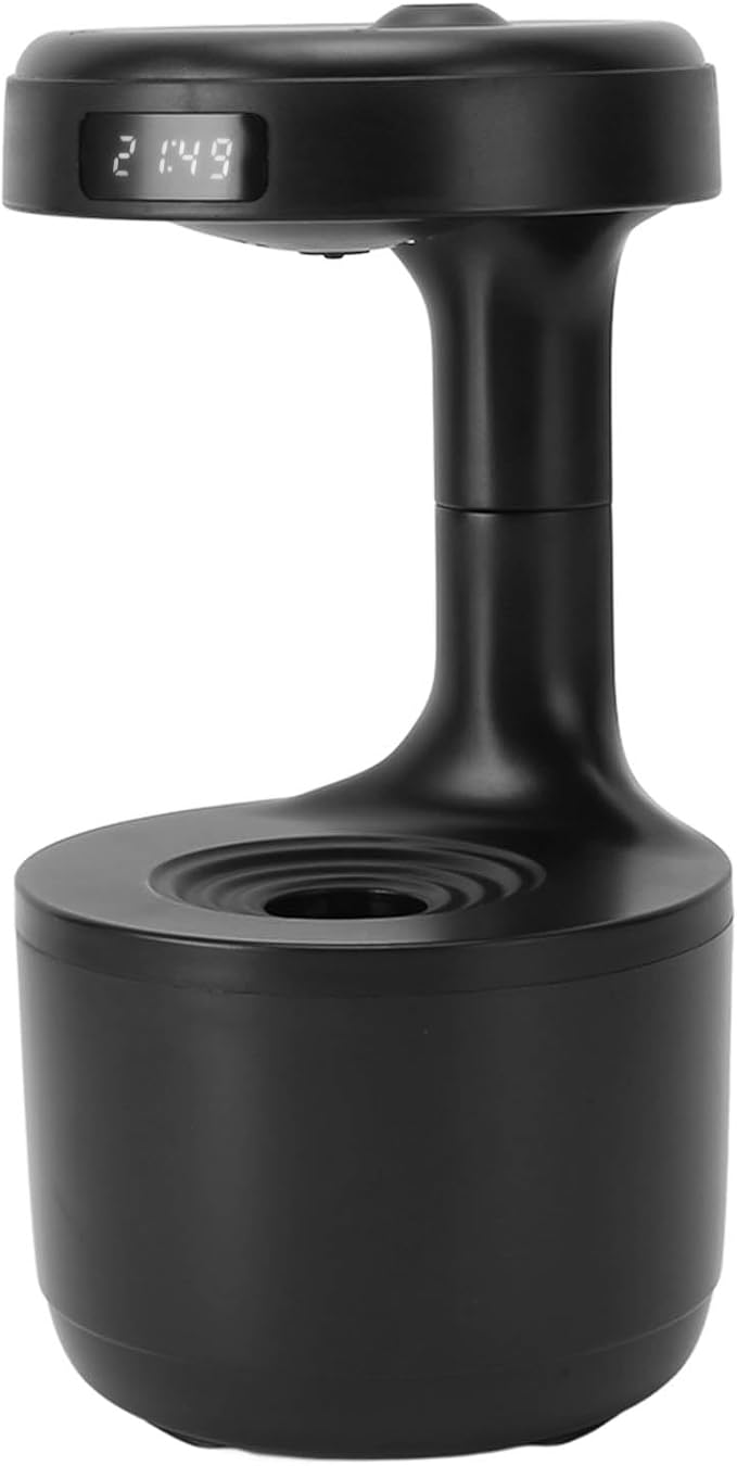 Anti Humidifier, 800ml Hovering Water Drop Backflow Creative Humidifier Quiet USB Powered Mist Humidifier with Night Light and LED Clock Display for Home Office