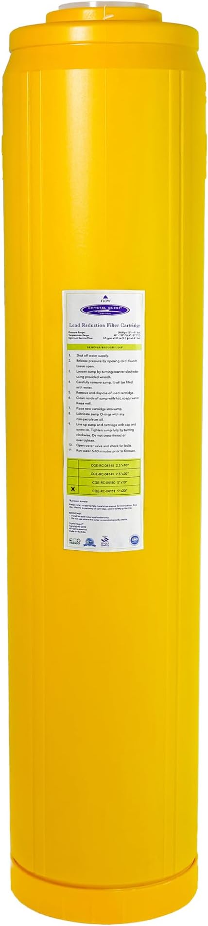 Crystal Quest Lead Water Filter Cartridge – Advanced Lead & Cyst Filtration, Durable PP Build, Steady Flow, Easy Installation, Long-Lasting Use, Fit for Crystal Quest Systems - 4-5/8" x 20"