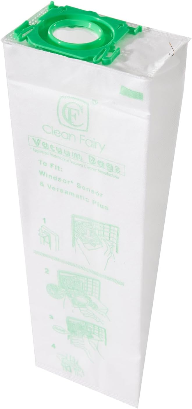 CF Clean Fairy 12Pack Micro Synthetic Cloth Bags Compatible With Sebo C G & X series & Windsor Sensor S12 S15 XP12 XP15 XP18 SR12 SR15 SR18 Versamatic Plus Replacement for 5093AM Vacuum Filter Bags