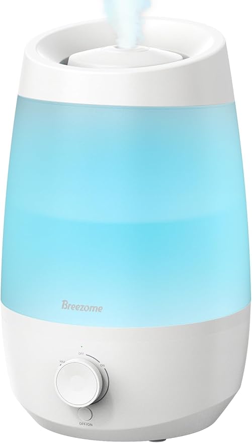 BREEZOME Humidifiers for Bedroom, 2.5L Humidifiers for home, 250ml/h Mist Output, 25hrs Essential Oil Diffuser, Auto Shut-Off, 25dB Ultra-Quiet Operation for Nurseries and Indoor Plants, White