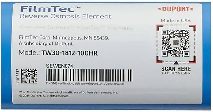 Dow FilmTec, TW30-1812-100HR 100 GPD TFC High Rejection Membrane for Undersink Reverse Osmosis (RO) System