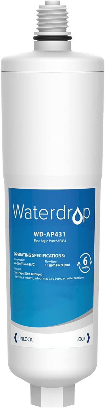 Waterdrop AP431 Replacement Cartridge for Aqua-Pure AP431 Hot Water Scale Inhibitor for AP430SS, Prevent Scale Accumulation and Protect Water Heaters, Pack of 1