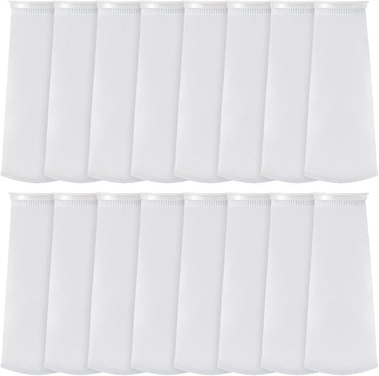Oudain 16 Pack 4 Inch Ring Filter Socks 200 ?m Aquarium Bags 4 Inch Ring by 15 Inch Long Socks for Fish Tank Freshwater Saltwater Aquariums