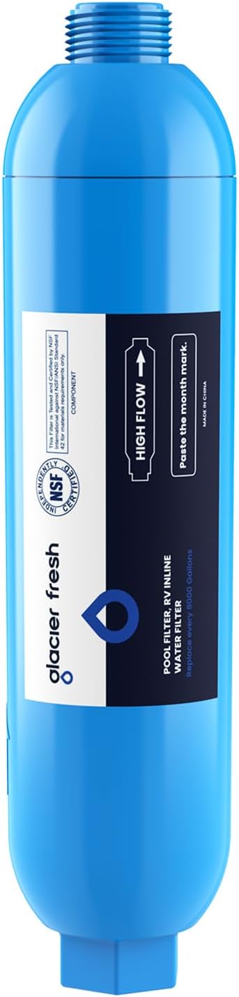 GLACIER FRESH Garden Hose End Pre-Filter for Swimming Pool, Hot Tubs, Spa, Inflatable Pool, Ponds, Greatly Reduces Bad Taste, Odors, Chlorin and Sediment, up to 8,000 Gallons, 1 Pack