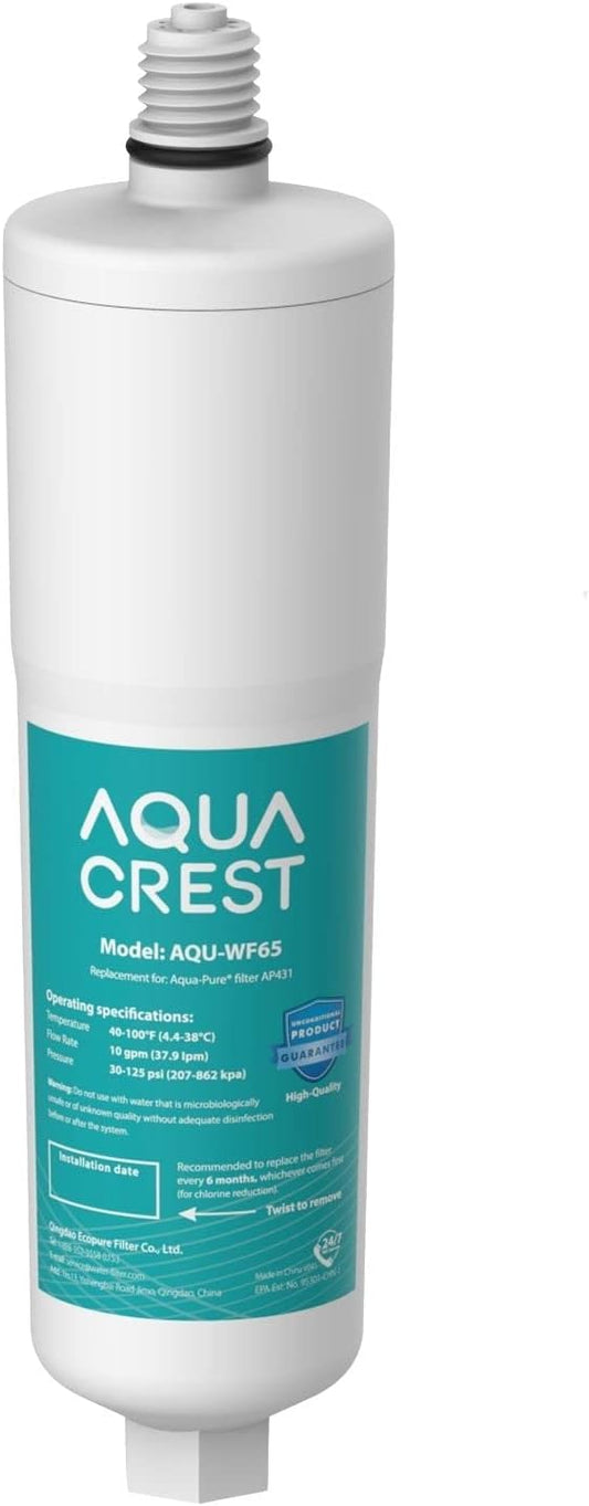 AQUA CREST AP431 Replacement for Aqua-Pure AP430SS, Whole House Scale Inhibitor Water Filter, Helps Prevent Scale Build Up On Hot Water Heaters and Boilers, Pack of 1