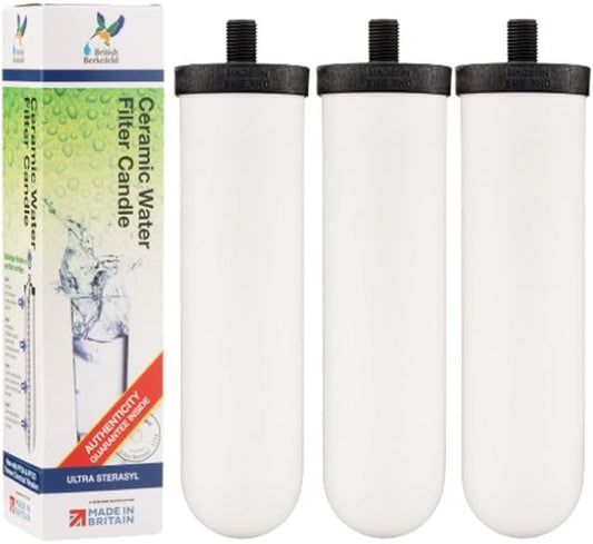 British Berkefeld Doulton Water Candle Compatible with Berkey Filter Replacement for BB9-2 Gravity Water Filter Systems 3 - Pack