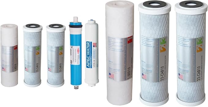 APEC WATER FILTER-MAX90-38 US Made 90 GPD Complete Replacement Set for Ultimate Series Reverse Osmosis Water Filter System with 3/8" D Tubing Quick Dispense, White