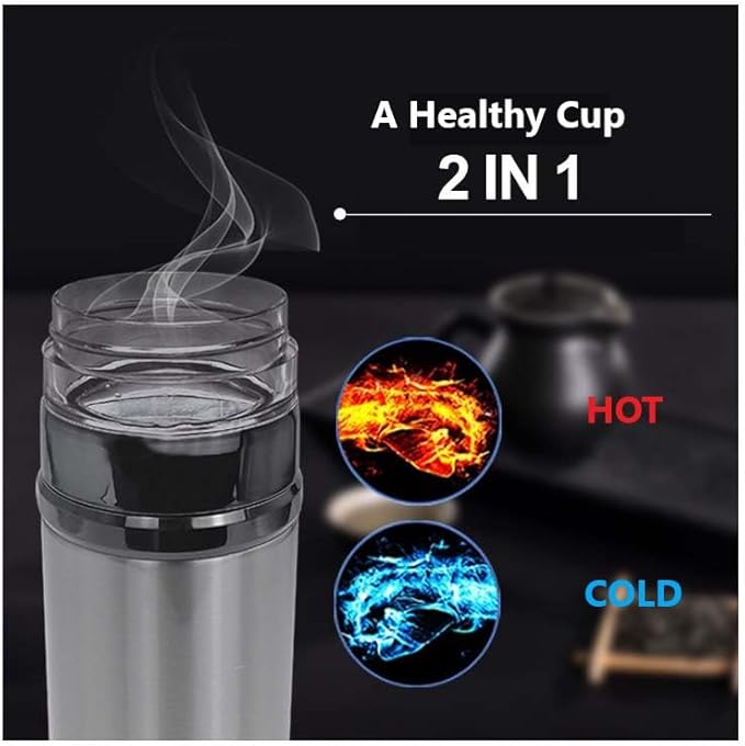 2 in 1 Hydrogen Water Bottle Generator – SPE/PEM Technology – Stainless Steel Bottle with Self Cleaning Mode – 11oz / 330ml – Up to 1300 PPB Hydrogen Enriched Water