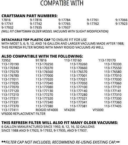 2 Pack VF4000 Filter Replacement for Ridgid for Shop Vac Wet Dry Vacuums 5-20 Gallon 72947 & for Husky 6-9 Gallon Vacuum Cleaners RV2400A RV2600B WD5500 WD0671