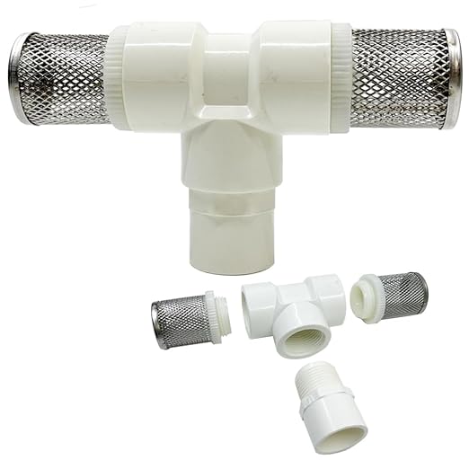 1" T Strainers Steel Filter Cover Connected to 1" PVC DN25 Water Pipe, Suction Hose 1 inch T Strainer Used to Remove Debris and Reduce Solid Entry