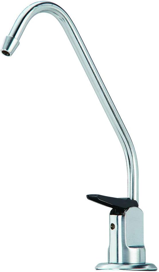 Watts Premier Standard Air Gap Auxiliary Faucet with 1/4" Supply Tubing Connection for RO Reverse Osmosis Water Filtration Systems, Touch N'Flow Spring Loaded Handle, Brushed Stainless Steel