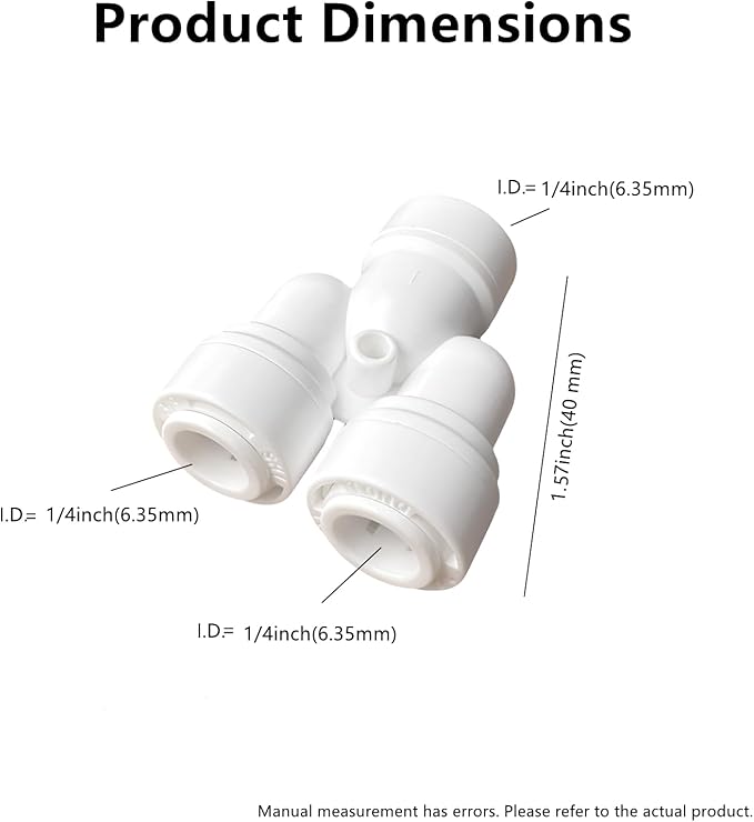15 Pack 1/4 Inch Y Type 3 Way Tee Splitter Fittings - RO Water Reverse Osmosis Quick Connect Tube Fittings Connectors for Faucet, Dispenser, Ice Maker