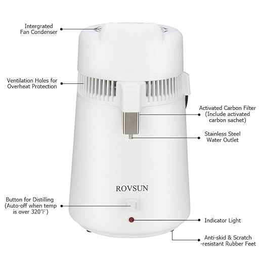 Bonnlo 1.6 Gallon/6L Water Distiller w/BPA-Free Container & All Stainless Steel Interior for Home Use, 900W Countertop Distilled Water Machine Maker Purifier Filter, Distilling Pure Water Maker