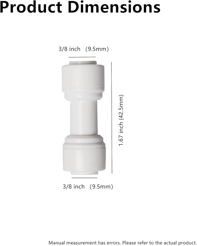 Food-Grade Quick Connector Push-In Tube Fitting 3/8 inch Tube OD to 3/8 inch Tube OD push fit straight quick connect for RO water system (10pack)