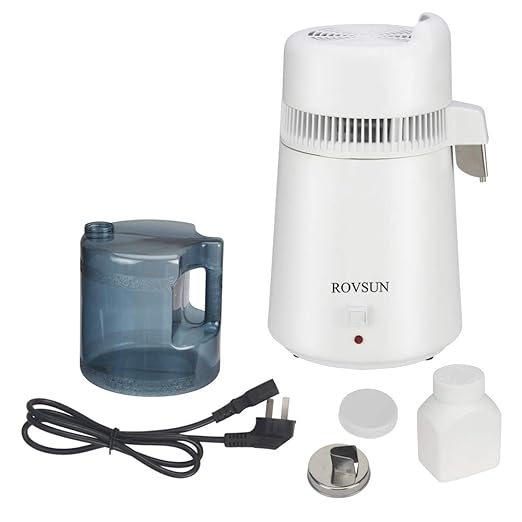 ROVSUN【Upgraded】 1.6 Gallon/6L Water Distiller with Flame-Retardant Material, BPA-Free Container & Stainless Steel Interior, Home Distilled Water Machine Maker Countertop Distilling Water Purifier