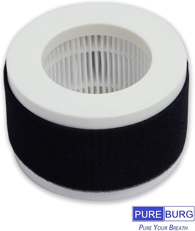 PUREBURG Replacement HEPA Filters Compatible with Pro Breeze Mini Air Purifier PB-P02, Part Number PB-P02F, 2-IN-1 High efficiency,3-Pack
