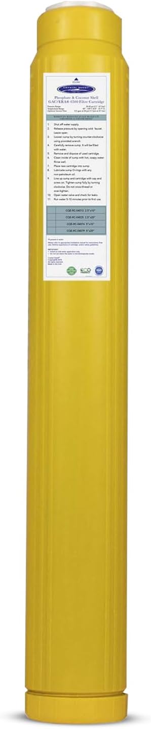 Crystal Quest Phosphate & Coconut Shell GAC Filter Cartridge – Reduces Scale, Chlorine & Chloramine – Enhances Water Quality – Long-Lasting, High-Performance Filtration for Home & Commercial Use