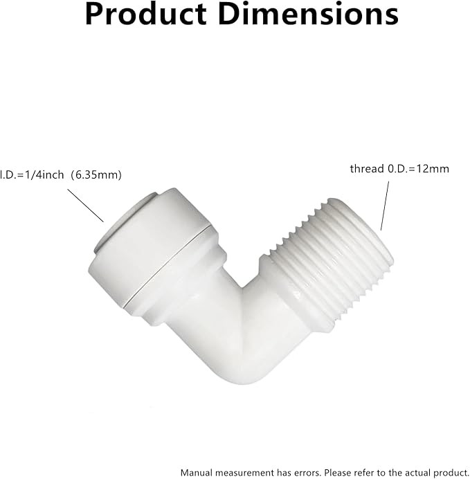 10 PCS Elbow Male Thread Adapter 1/4" Male x 1/4" OD Tube Quick Connect Fitting For RO Water System, Water Filter,Drinking Water, Water Purifier Tube Fitting