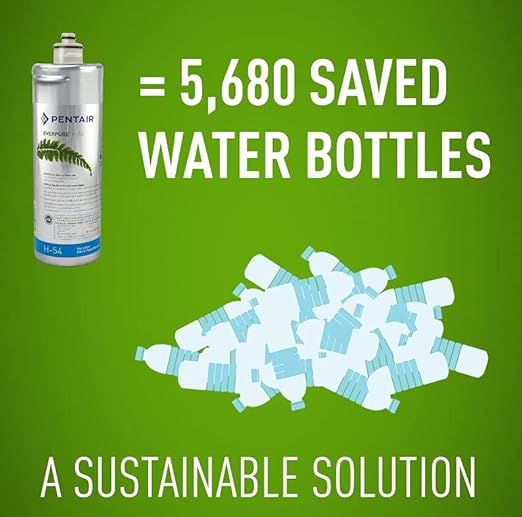 Pentair Everpure H-54 Drinking Water System, EV925267, NSF Certified to Reduce Lead, Includes Filter Head, Filter Cartridge, All Hardware and Connectors, 750 Gallon Capacity, 0.5 Micron